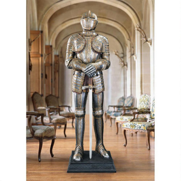 Life Size Knight Guard Medieval Armor Sculpture with Sword Statue